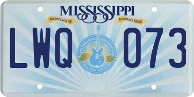 MS license plate LWQ073