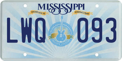 MS license plate LWQ093