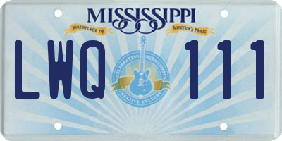 MS license plate LWQ111