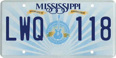 MS license plate LWQ118