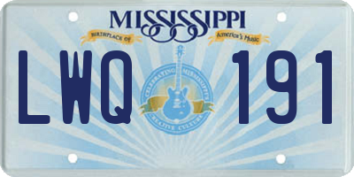 MS license plate LWQ191