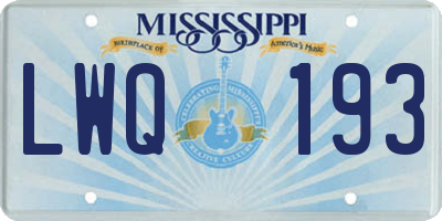 MS license plate LWQ193