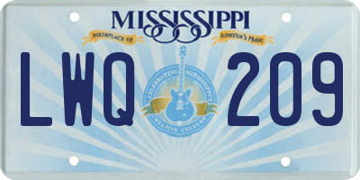 MS license plate LWQ209