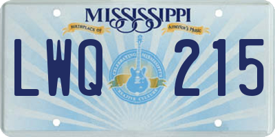 MS license plate LWQ215