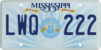MS license plate LWQ222
