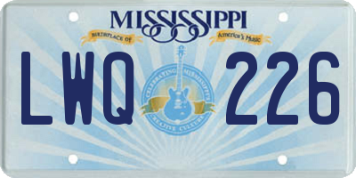 MS license plate LWQ226
