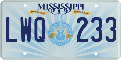 MS license plate LWQ233