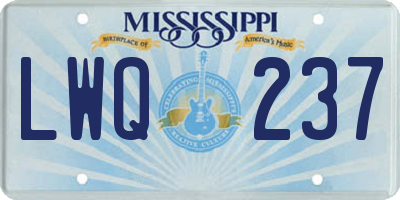 MS license plate LWQ237