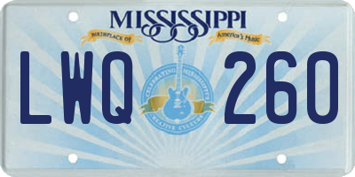 MS license plate LWQ260