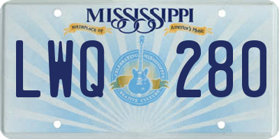 MS license plate LWQ280