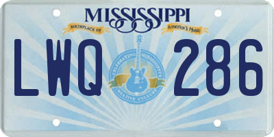 MS license plate LWQ286