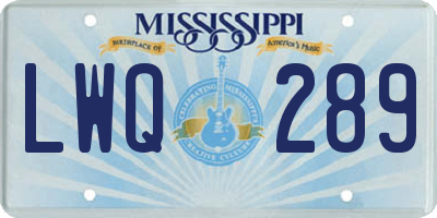 MS license plate LWQ289