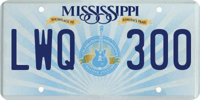 MS license plate LWQ300