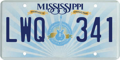 MS license plate LWQ341