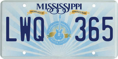MS license plate LWQ365