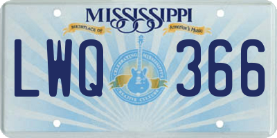 MS license plate LWQ366