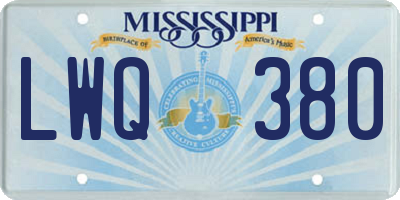 MS license plate LWQ380