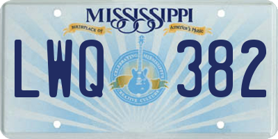 MS license plate LWQ382