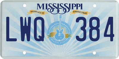 MS license plate LWQ384