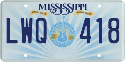 MS license plate LWQ418
