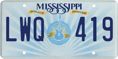MS license plate LWQ419