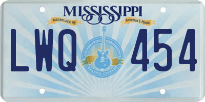 MS license plate LWQ454