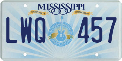 MS license plate LWQ457