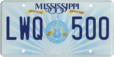 MS license plate LWQ500