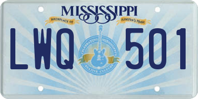 MS license plate LWQ501
