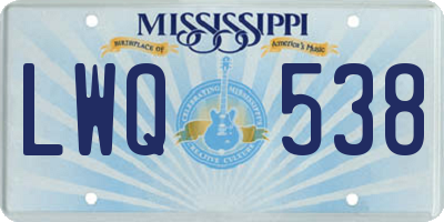 MS license plate LWQ538
