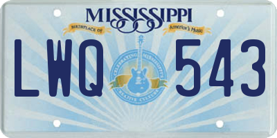 MS license plate LWQ543