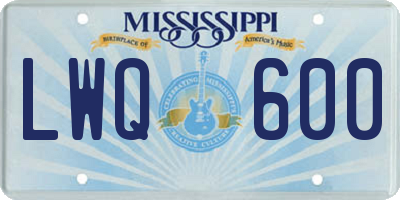 MS license plate LWQ600