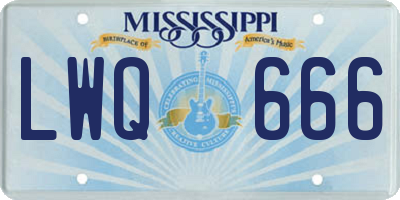 MS license plate LWQ666