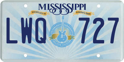 MS license plate LWQ727