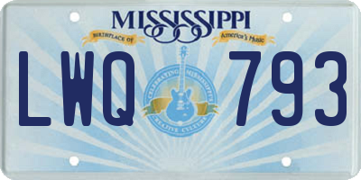 MS license plate LWQ793