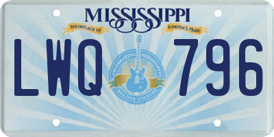 MS license plate LWQ796