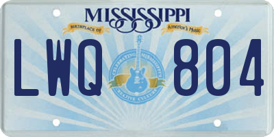 MS license plate LWQ804