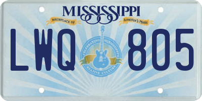 MS license plate LWQ805