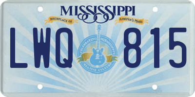 MS license plate LWQ815