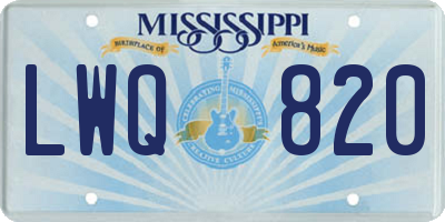 MS license plate LWQ820