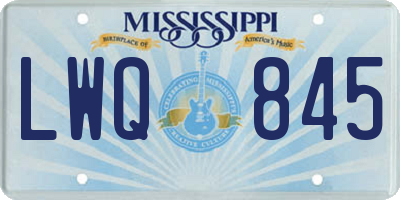 MS license plate LWQ845