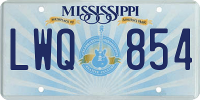 MS license plate LWQ854