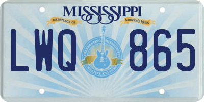MS license plate LWQ865