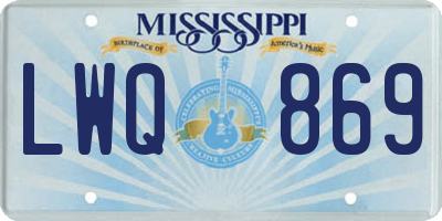 MS license plate LWQ869