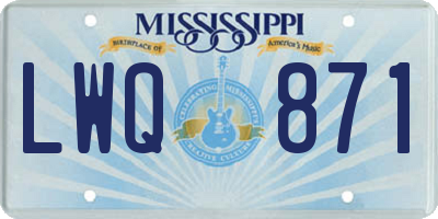 MS license plate LWQ871