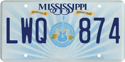 MS license plate LWQ874