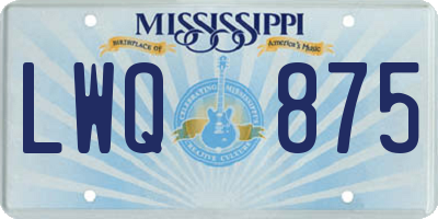 MS license plate LWQ875