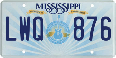MS license plate LWQ876