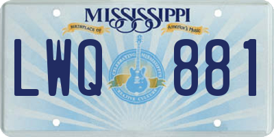 MS license plate LWQ881