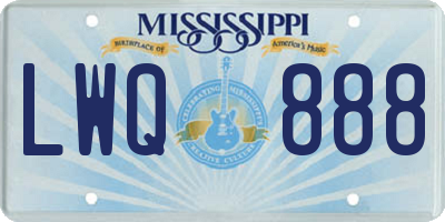 MS license plate LWQ888